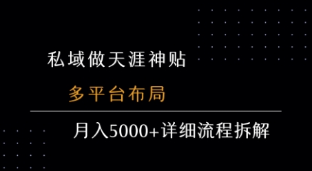私域做天涯神贴 多平台布局 月入5k+详细流程拆解-pcp资源社