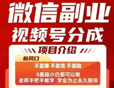 微信副业视频号分成，不直播 不卖货 不露脸，三五分钟即可完成一条作，每日收益几十、几张不等-pcp资源社