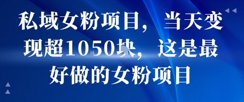 私域女粉项目，当天变现超1k，这是最好做的女粉项目，可放大操作-pcp资源社