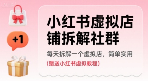 小红书虚拟店铺拆解社群，每天拆解一个虚拟店，简单实用(赠送小红书虚拟教程)-pcp资源社