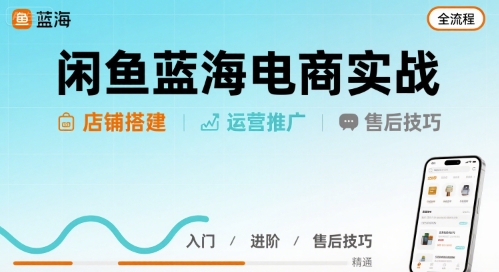 闲鱼蓝海电商实战，店铺搭建运营售后全流程-pcp资源社