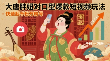 大唐胖妞对口型爆款短视频玩法，快速起千粉万粉号-pcp资源社