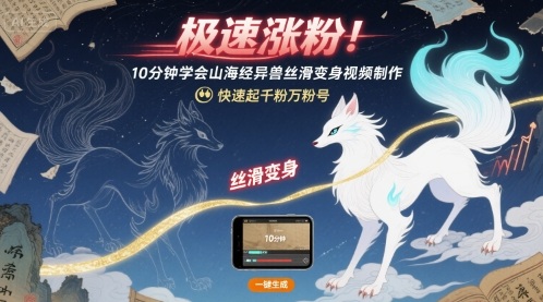 极速涨粉！10分钟学会山海经异兽丝滑变身视频制作，快速起千粉万粉号-pcp资源社