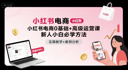 小红书电商0基础+高级运营课，新人小白必学方法，实操教学+案例分析-pcp资源社