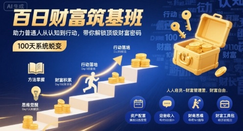 百日财富筑基班，助力普通人从认知到行动，带你解锁顶级财富密码-pcp资源社