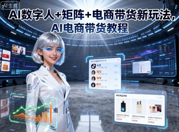 AI数字人+矩阵+电商带货新玩法，AI电商带货教程-pcp资源社