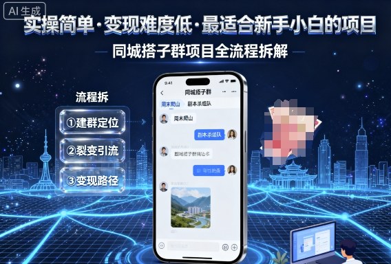 实操简单，变现难度低，最适合新手小白做的项目，每天轻松收入3张，同城搭子群项目全流程拆解-pcp资源社