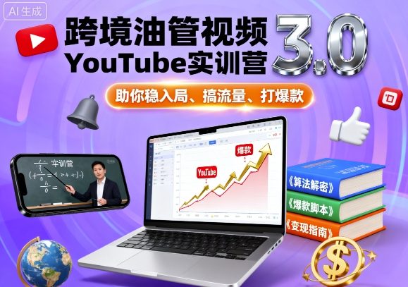 跨境油管视频YouTube实训营3.0，助你稳入局、搞流量、打爆款-pcp资源社