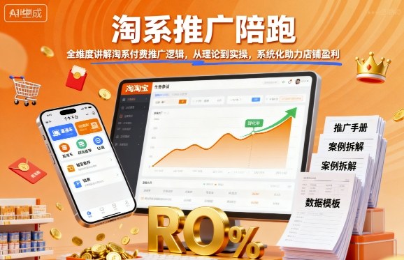 淘系推广陪跑，全维度讲解淘系付费推广逻辑，从理论到实操，系统化助力店铺盈利-pcp资源社