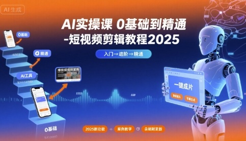 AI实操课0基础到精通-短视频剪辑教程2025-pcp资源社