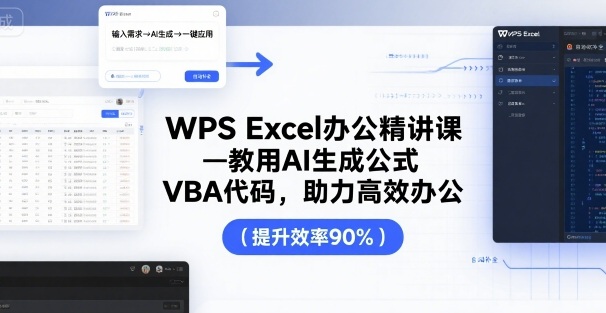 WPS Excel办公精讲课，教用 AI 生成公式，VBA 代码，助力高效办公-pcp资源社
