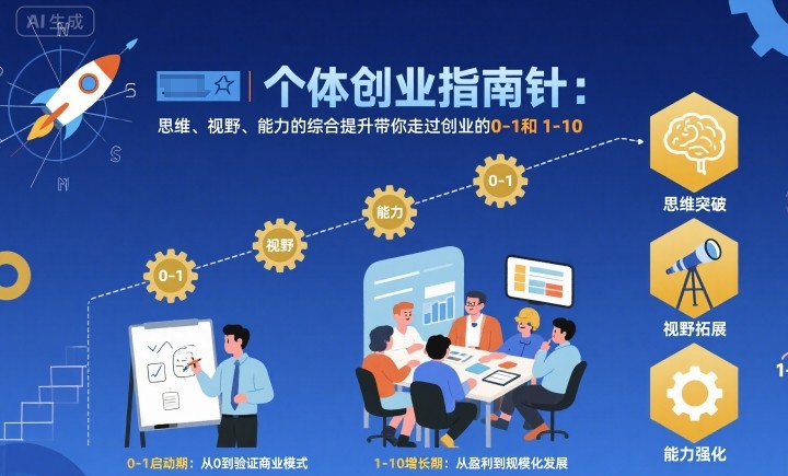 个体创业指南针，思维、视野、能力的综合提升带你走过创业的0-1和1-10【音频】-pcp资源社