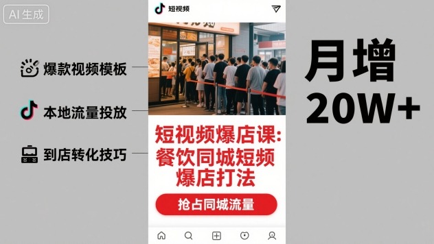 短视频爆店课，餐饮同城短视频爆店打法-pcp资源社