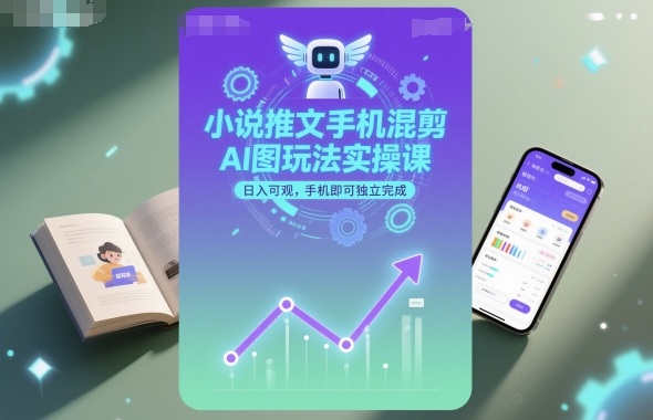 小说推文手机混剪AI图玩法实操课，日入可观，手机即可独立完成-pcp资源社